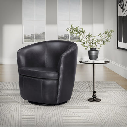 Parker House - Barolo - Vintage Onyx 100% Italian Leather Swivel Club Chair (Set of 2) - Vintage Onyx - SBAR#912S-2-VGON view 3