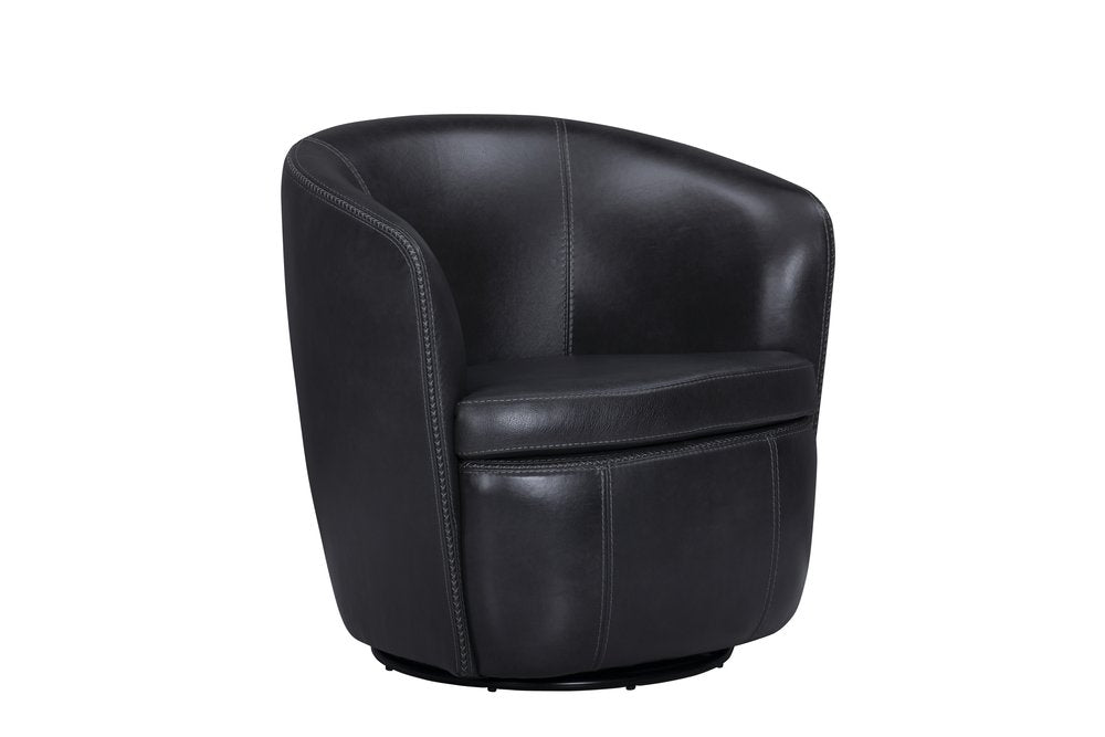 Parker House - Barolo - Vintage Onyx 100% Italian Leather Swivel Club Chair (Set of 2) - Vintage Onyx - SBAR#912S-2-VGON view 5