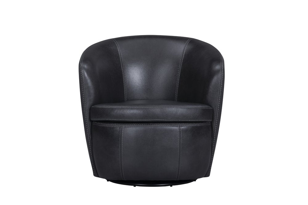 Parker House - Barolo - Vintage Onyx 100% Italian Leather Swivel Club Chair (Set of 2) - Vintage Onyx - SBAR#912S-2-VGON view 6