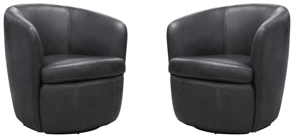 Parker House -  Barolo - Vintage Slate 100% Italian Leather Swivel Club Chair (Set of 2) - SBAR#912S-2-VGSL view 1