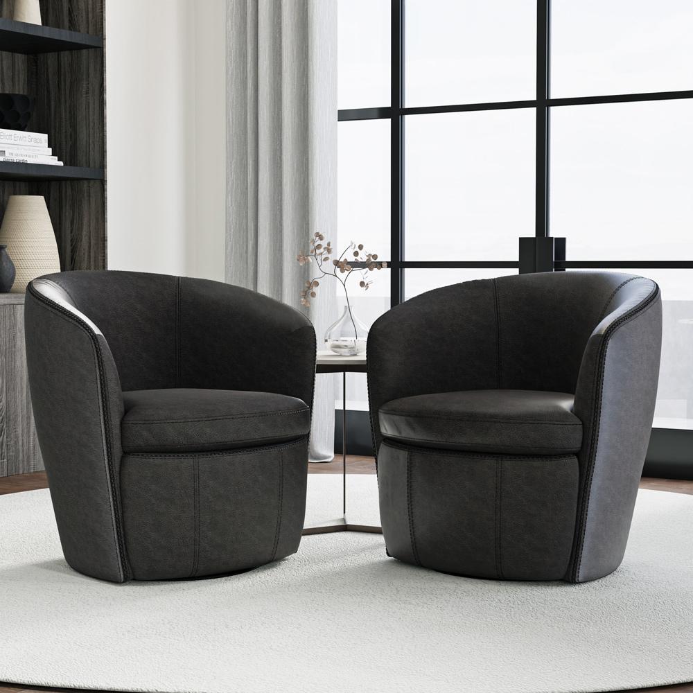 Parker House -  Barolo - Vintage Slate 100% Italian Leather Swivel Club Chair (Set of 2) - SBAR#912S-2-VGSL view 6