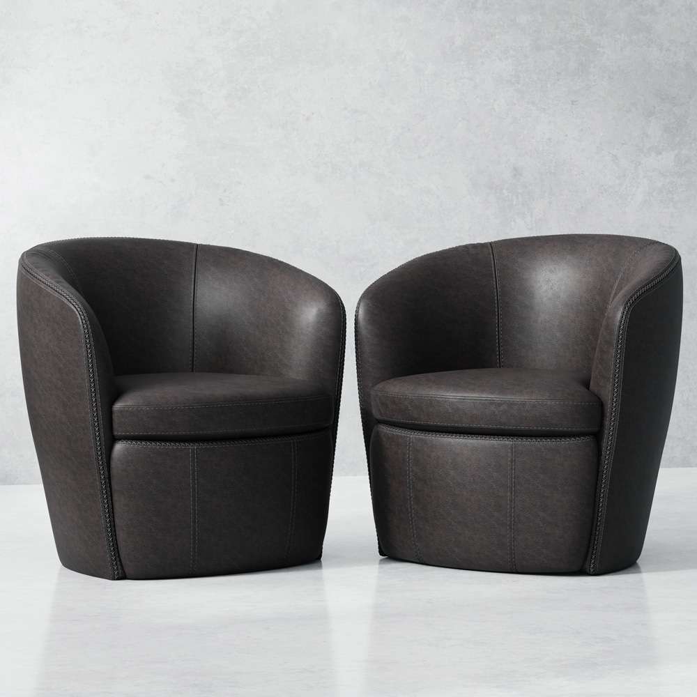 Parker House -  Barolo - Vintage Slate 100% Italian Leather Swivel Club Chair (Set of 2) - SBAR#912S-2-VGSL view 7