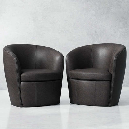 Parker House -  Barolo - Vintage Slate 100% Italian Leather Swivel Club Chair (Set of 2) - SBAR#912S-2-VGSL view 7