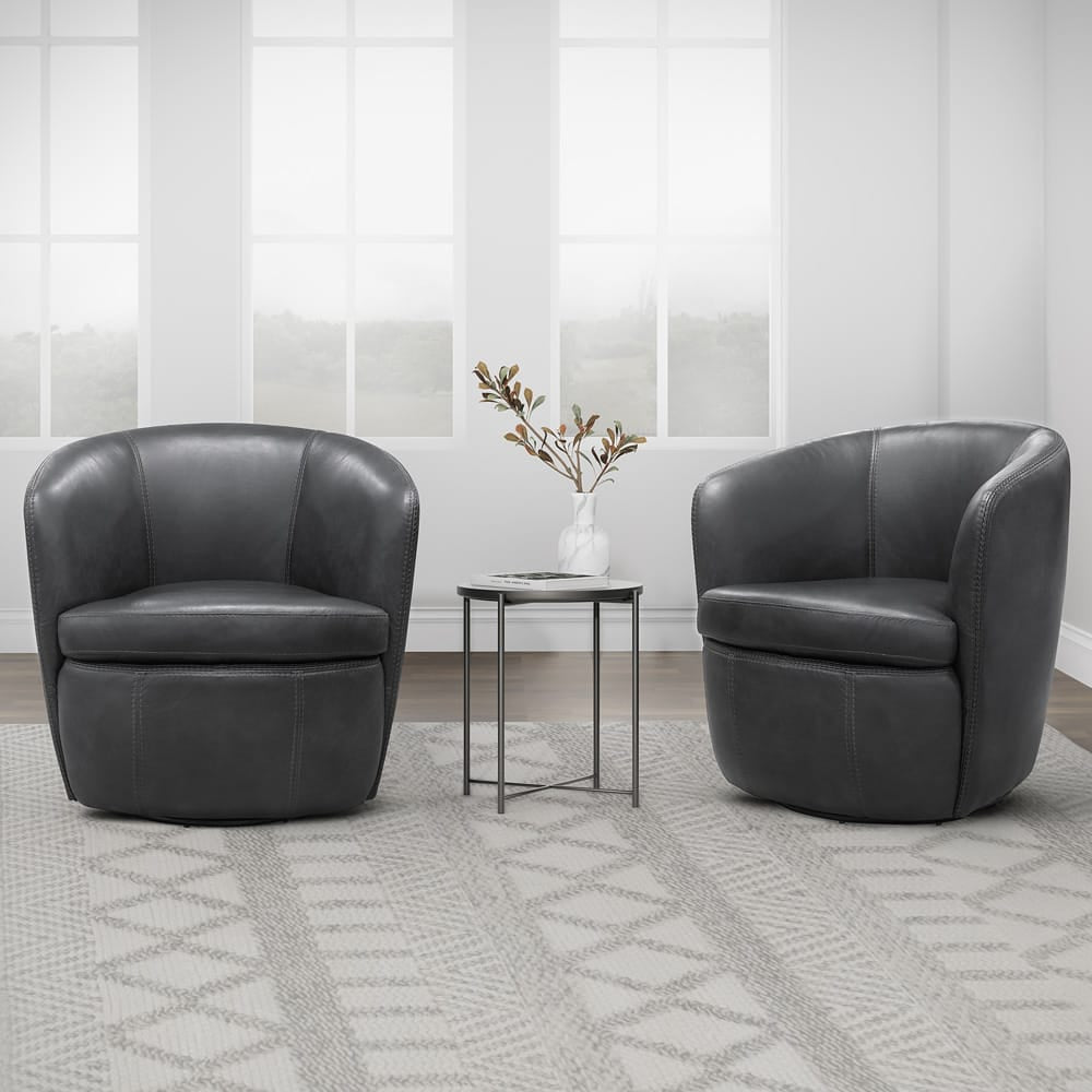 Parker House -  Barolo - Vintage Slate 100% Italian Leather Swivel Club Chair (Set of 2) - SBAR#912S-2-VGSL view 8