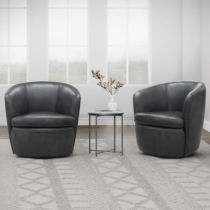 Parker House -  Barolo - Vintage Slate 100% Italian Leather Swivel Club Chair (Set of 2) - SBAR#912S-2-VGSL view 8
