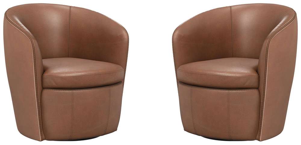 Parker House - Barolo - Vintage Whiskey 100% Italian Leather Swivel Club Chair (Set of 2) - SBAR#912S-2-VGWK view 1