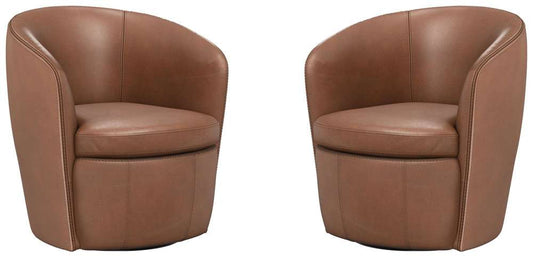 Parker House - Barolo - Vintage Whiskey 100% Italian Leather Swivel Club Chair (Set of 2) - SBAR#912S-2-VGWK view 1