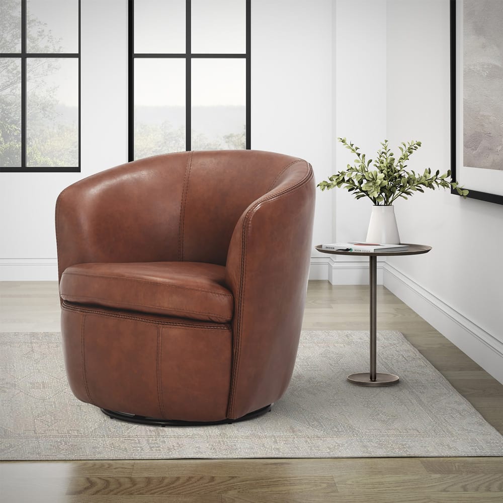Parker House - Barolo - Vintage Whiskey 100% Italian Leather Swivel Club Chair (Set of 2) - SBAR#912S-2-VGWK view 6