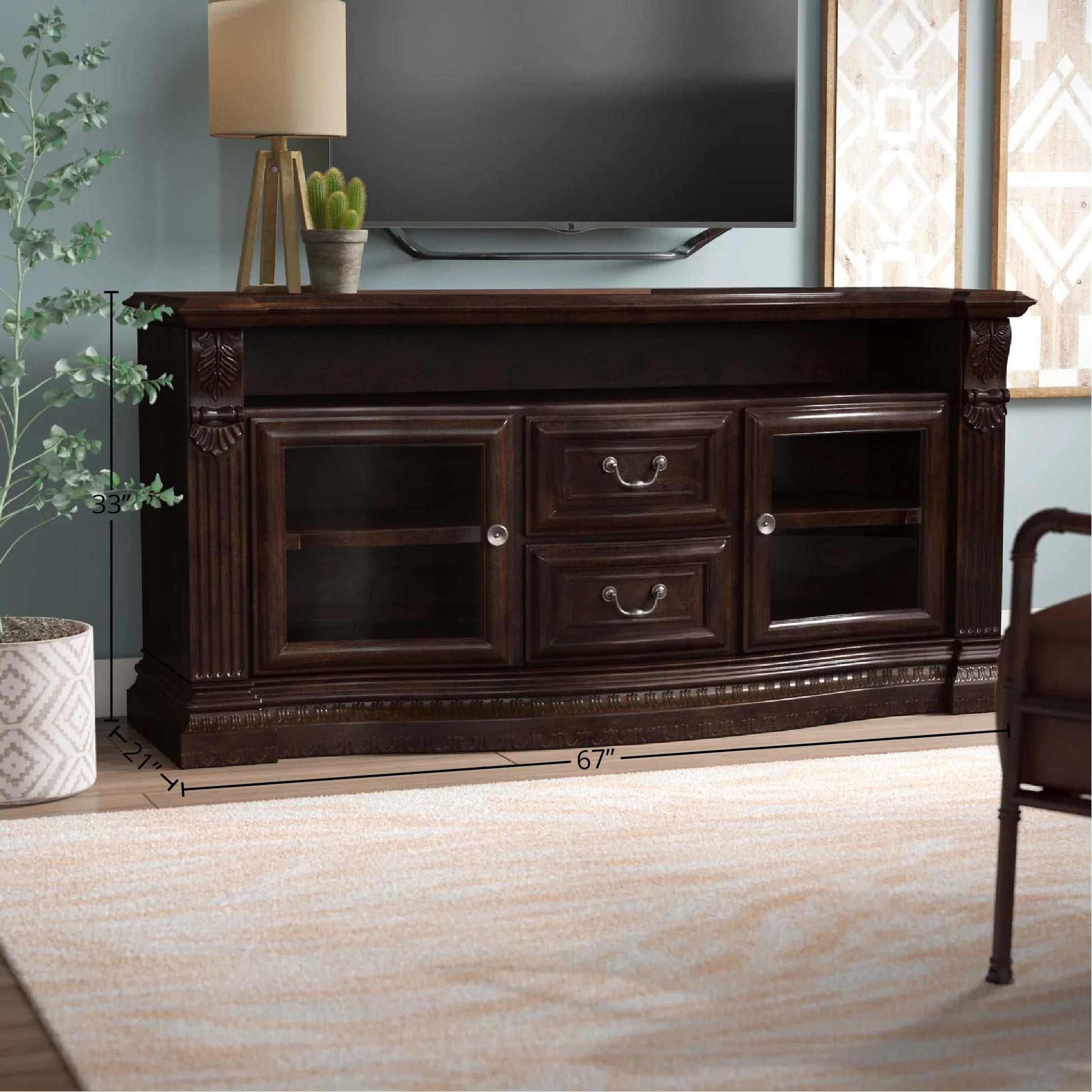 Parker House - Bella 67in TV Console With Power Center in Vintage Sienna - BEL#705 view 3