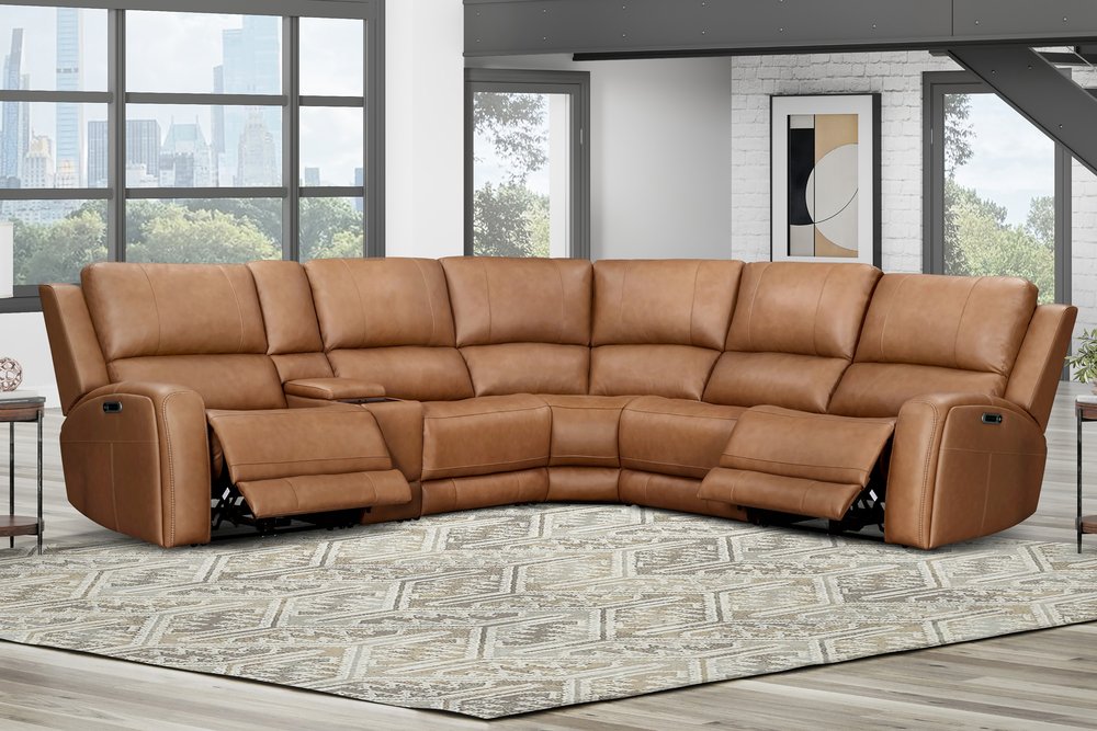 Parker House - Belmont - Lyric Caramel 6 Piece Zero Gravity Power Reclining Sectional with Power Adjustable Headrests - Lyric Caramel - MBEL-KIT-6A-P3Z-LYCM view 5