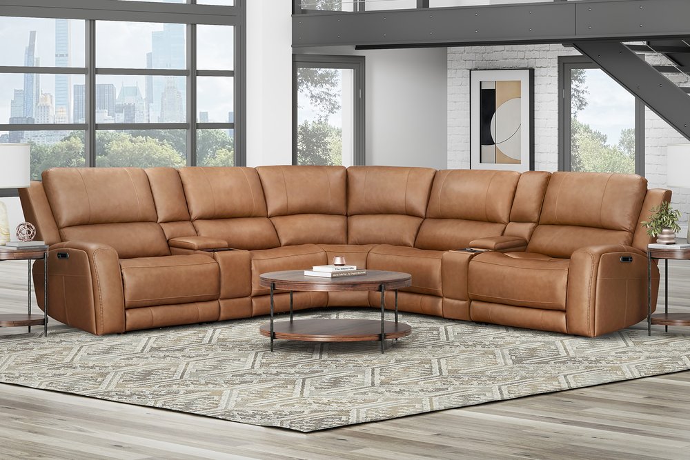 Parker House - Belmont - Lyric Caramel 7 Piece Zero Gravity Power Reclining Sectional with Power Adjustable Headrests - Lyric Caramel - MBEL-KIT-7A-P3Z-LYCM view 3