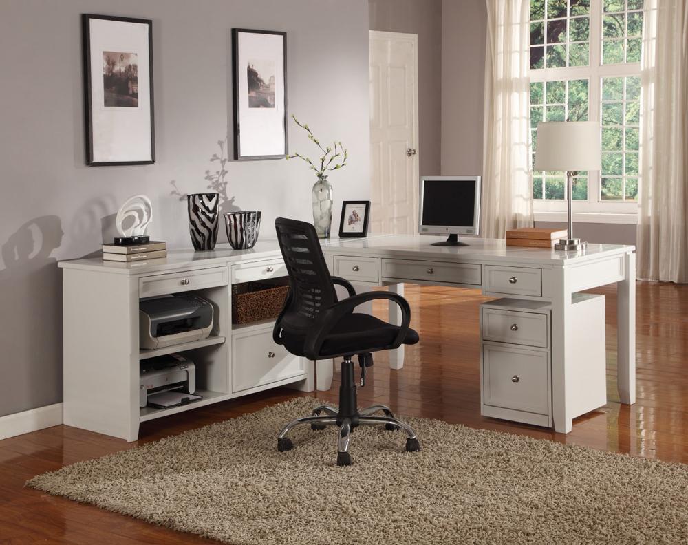 Parker House - Boca 4PC L Shaped Desk And Credenza Set in Cottage White veiw 1