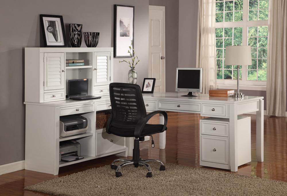 Parker House - Boca 5PC L Shaped Desk And Credenza Set in Cottage White veiw 1
