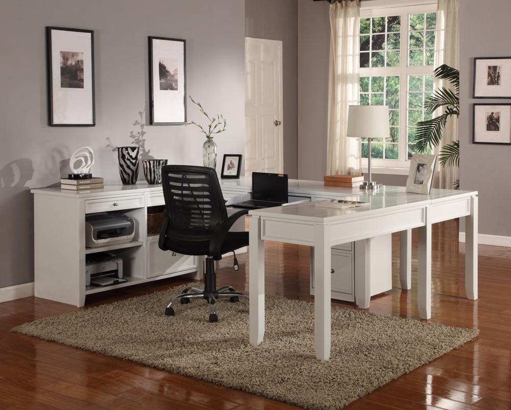 Parker House - Boca 6PC U Shaped Desk And Credenza Set in Cottage White veiw 1