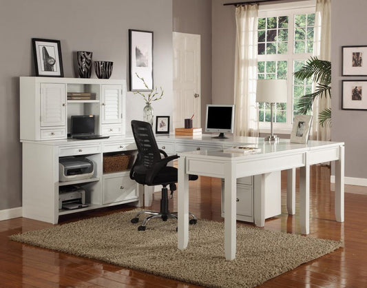 Parker House - Boca 7PC U Shaped Desk And Credenza Set in Cottage White veiw 1