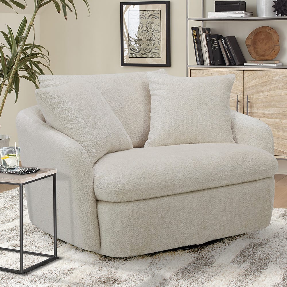 Parker House - Boomer - Utopia Sand Large Swivel Chair w/ 2 toss plws - SBMR#912S-UTSA view 6