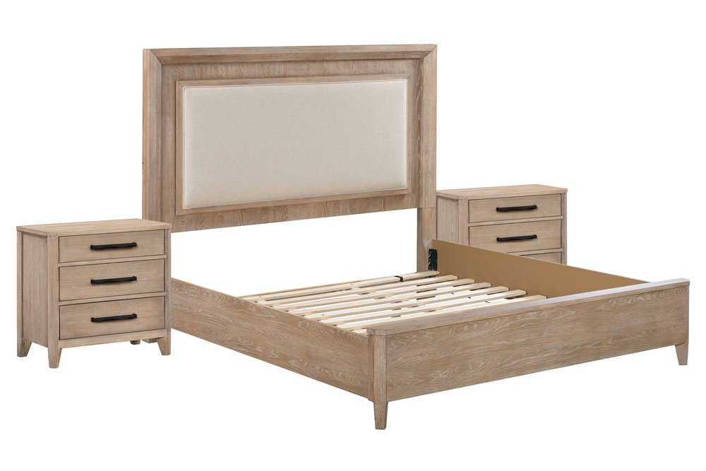 Parker House - Breckenridge - Bedroom Queen Bed with 2 Nightstands - Medium Brown - BBRE-KIT-Q3N2-PNL view 2