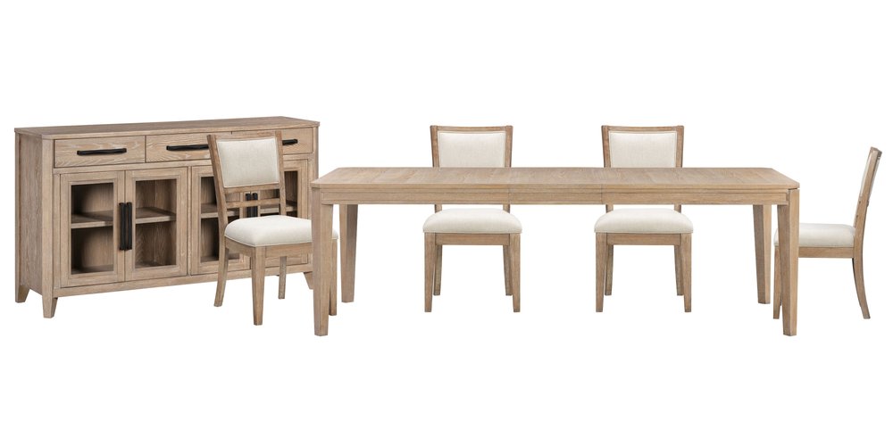 Parker House - Breckenridge - Dining 78 Inch Rectangular Table with 4 Upholstered Chairs and Buffet Server - Medium Brown - DBRE-KIT-6B-78 view 1