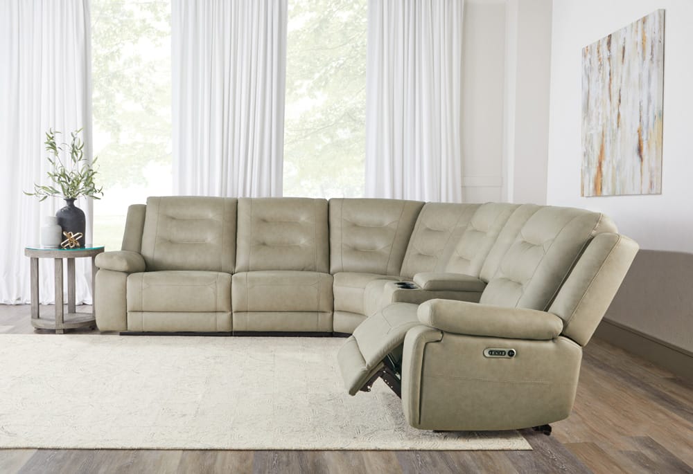 Parker House - Caldwell - Tahoe Fog 6 Piece Modular Power Reclining Sectional with Power Adjustable Headrests - MCAL-PACKA(H)-TAFG view 5