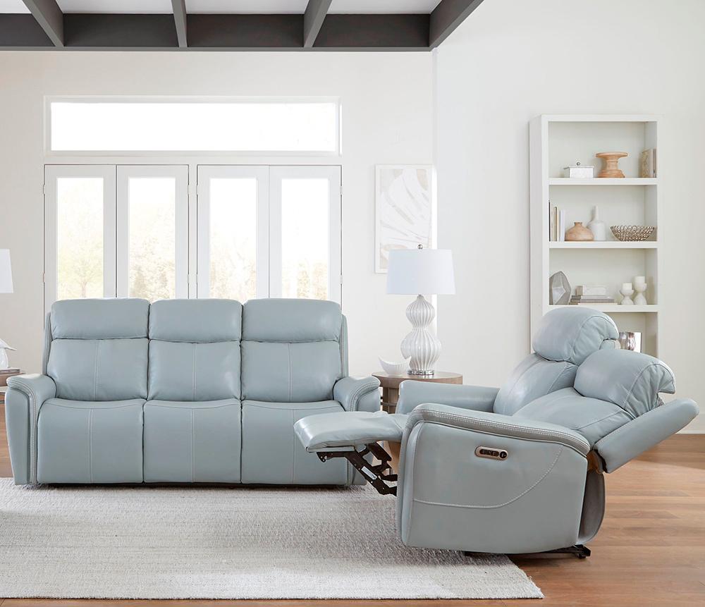 Parker House - Cascade - Seamist Grey Power Reclining Sofa and Loveseat - MCAS-32PH-SMGR view 4