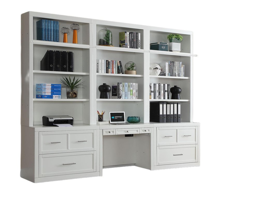 Parker House - Catalina 6 Piece Workspace Library Wall - Cottage White - CAT-6PC-LIB DESK-FILE view 2