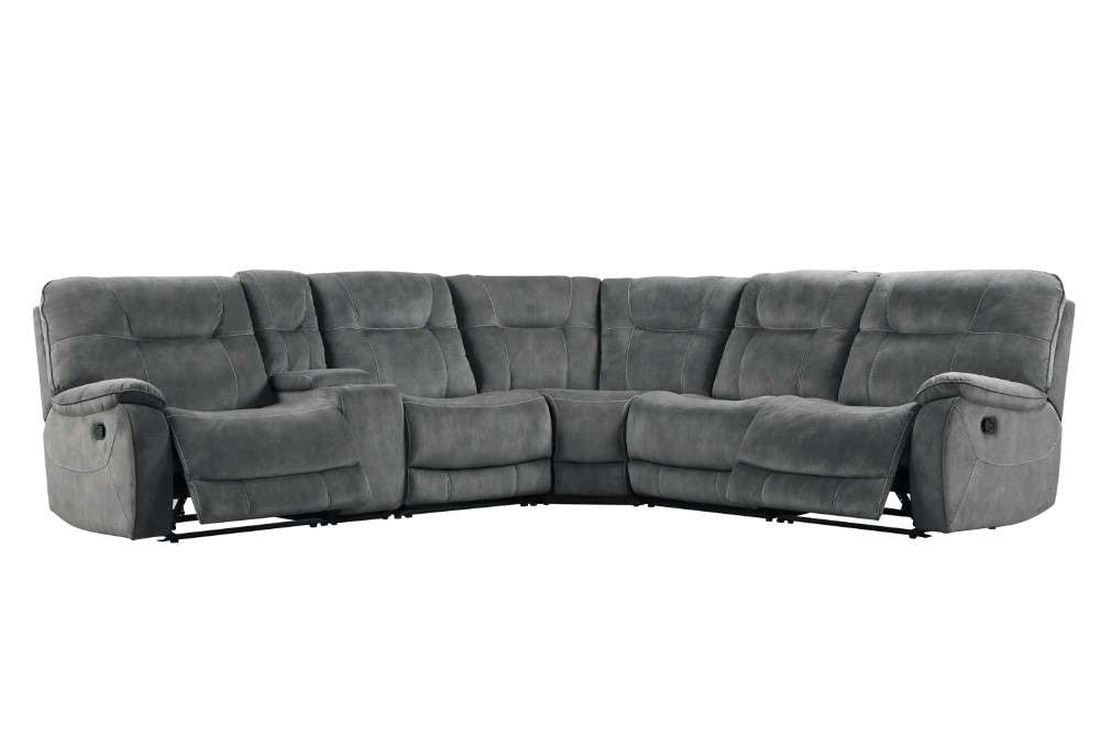 Parker House - Cooper Shadow Grey 6 Pc Manual Reclining Sectional with Entertainment Console - MCOO-PACKA-SGR veiw 3