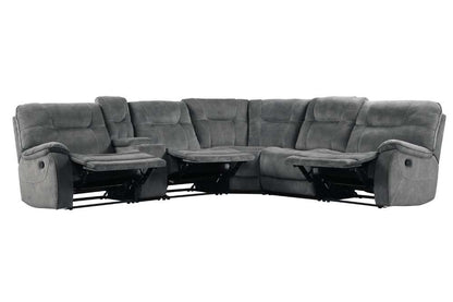 Parker House - Cooper Shadow Grey 6 Pc Manual Reclining Sectional with Entertainment Console - MCOO-PACKA-SGR veiw 4