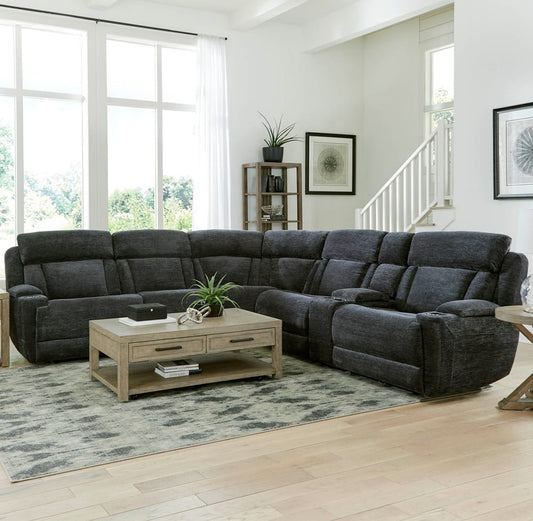 Parker House - Dalton - Lucky Charcoal 6 Piece Modular Power Reclining Sectional with Power Headrests and Entertainment Console - MDAL-PACKT(H)-LCH view 2