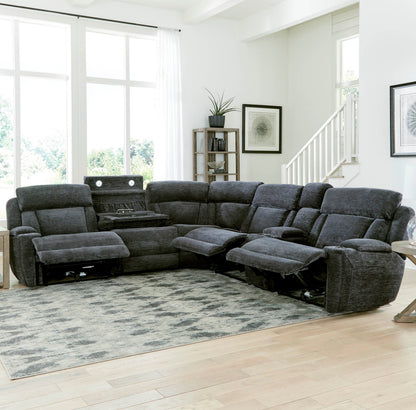 Parker House - Dalton - Lucky Charcoal 6 Piece Modular Power Reclining Sectional with Power Headrests and Entertainment Console - MDAL-PACKT(H)-LCH view 4