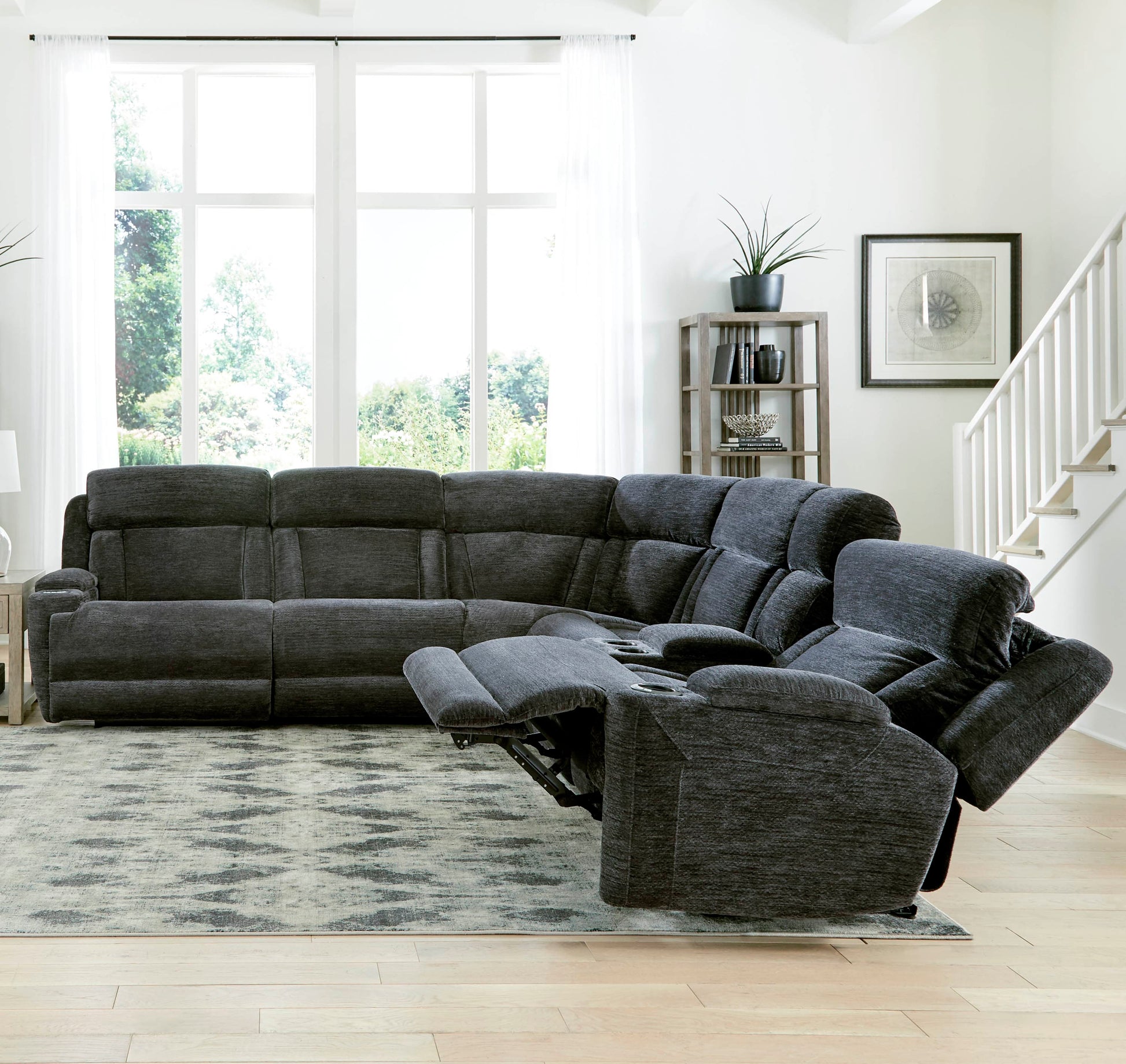 Parker House - Dalton - Lucky Charcoal 6 Piece Modular Power Reclining Sectional with Power Headrests and Entertainment Console - MDAL-PACKT(H)-LCH view 5