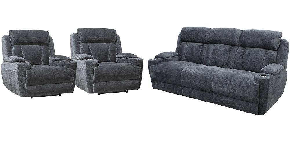 Parker House - Dalton - Lucky Charcoal Power Reclining Sofa and Two Recliners - MDAL-411PH-LCH view 1