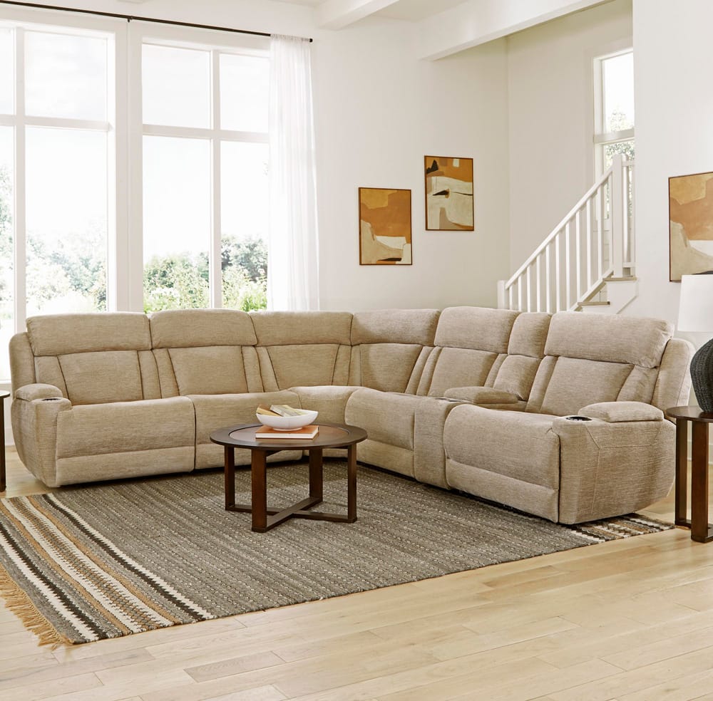 Parker House - Dalton - Lucky Fawn 6 Piece Modular Power Reclining Sectional with Power Headrests and Entertainment Console - MDAL-PACKT(H)-LFA view 2