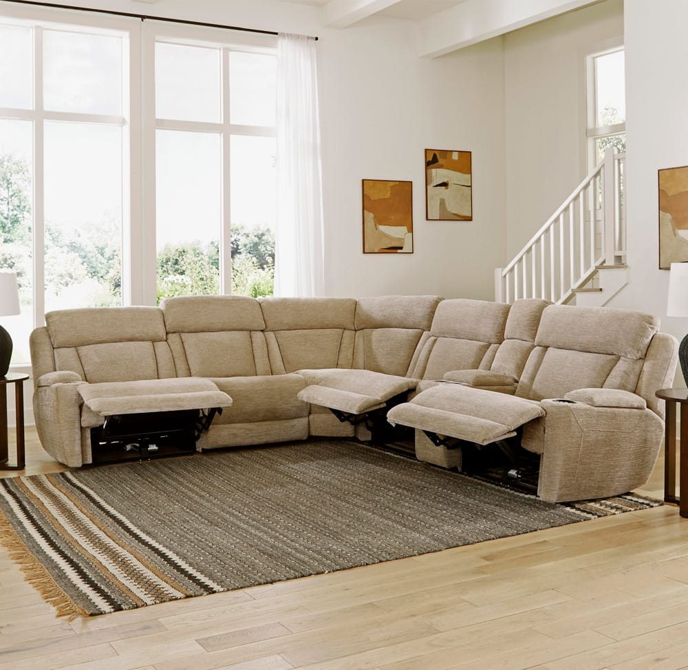 Parker House - Dalton - Lucky Fawn 6 Piece Modular Power Reclining Sectional with Power Headrests and Entertainment Console - MDAL-PACKT(H)-LFA view 3
