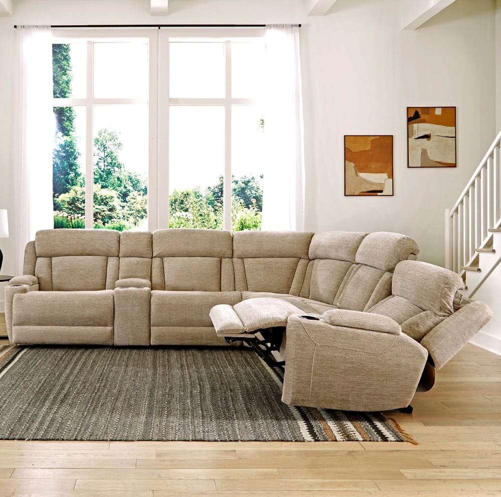 Parker House - Dalton - Lucky Fawn 6 Piece Modular Power Reclining Sectional with Power Headrests and Entertainment Console - MDAL-PACKT(H)-LFA view 4