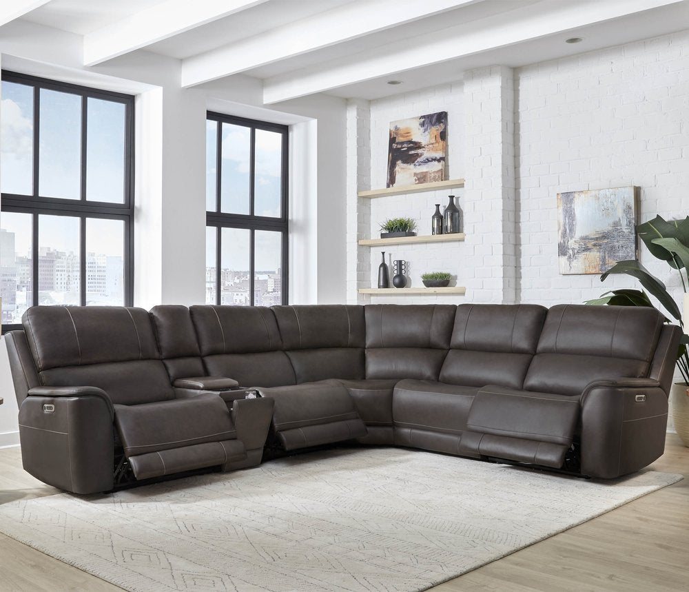 Parker House - Easton - Steamboat Brown 6 Piece Zero Gravity Power Reclining Sectional with Power Adjustable Headrests - Brown - MEAS-KIT-6A-P3Z-STBR view 3