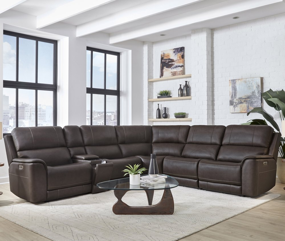 Parker House - Easton - Steamboat Brown 6 Piece Zero Gravity Power Reclining Sectional with Power Adjustable Headrests - Brown - MEAS-KIT-6A-P3Z-STBR view 12