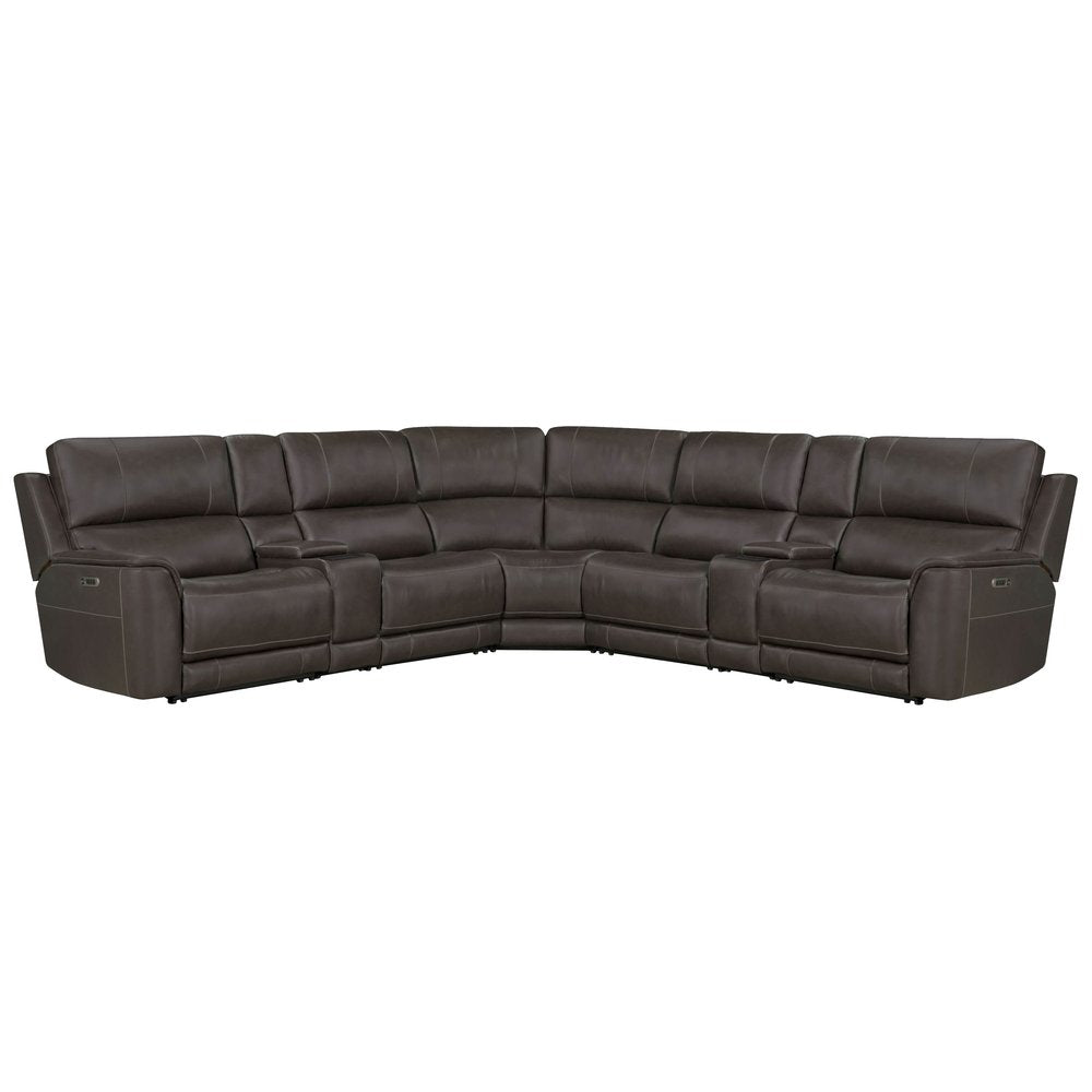 Parker House - Easton - Steamboat Brown 7 Piece Zero Gravity Power Reclining Sectional with Power Adjustable Headrests - Brown - MEAS-KIT-7A-P3Z-STBR view 1