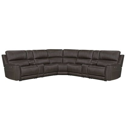 Parker House - Easton - Steamboat Brown 7 Piece Zero Gravity Power Reclining Sectional with Power Adjustable Headrests - Brown - MEAS-KIT-7A-P3Z-STBR view 1