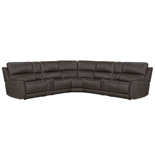 Parker House - Easton - Steamboat Brown 7 Piece Zero Gravity Power Reclining Sectional with Power Adjustable Headrests - Brown - MEAS-KIT-7A-P3Z-STBR view 1