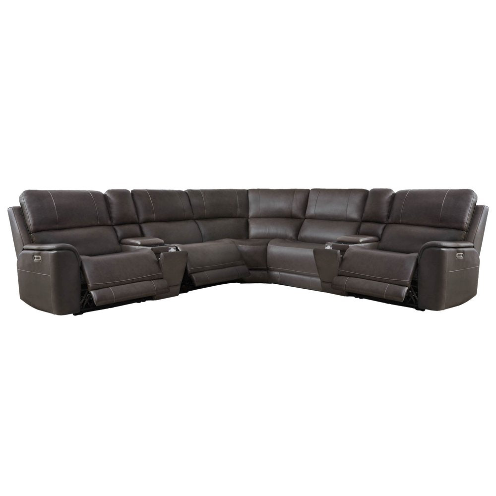 Parker House - Easton - Steamboat Brown 7 Piece Zero Gravity Power Reclining Sectional with Power Adjustable Headrests - Brown - MEAS-KIT-7A-P3Z-STBR view 4