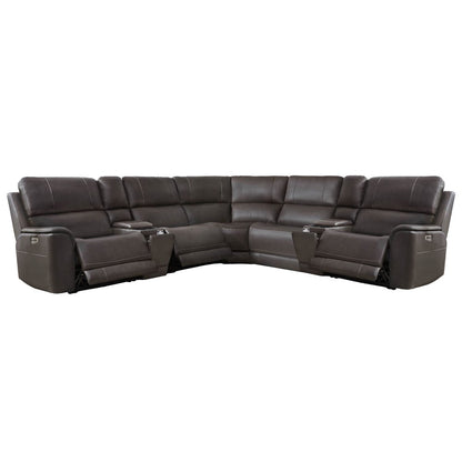 Parker House - Easton - Steamboat Brown 7 Piece Zero Gravity Power Reclining Sectional with Power Adjustable Headrests - Brown - MEAS-KIT-7A-P3Z-STBR view 4