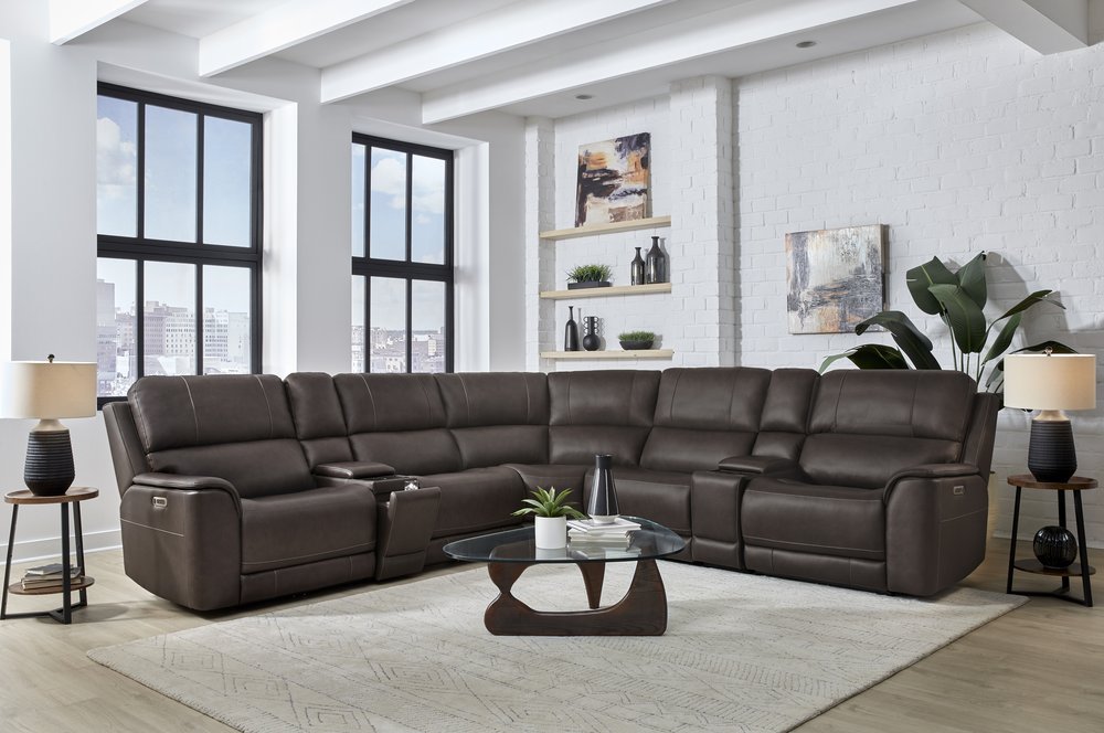 Parker House - Easton - Steamboat Brown 7 Piece Zero Gravity Power Reclining Sectional with Power Adjustable Headrests - Brown - MEAS-KIT-7A-P3Z-STBR view 10