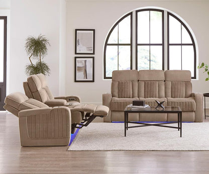 Parker House - Equinox - Mushroom Power Reclining Sofa and Loveseat - MEQU-42PH-MURM view 4