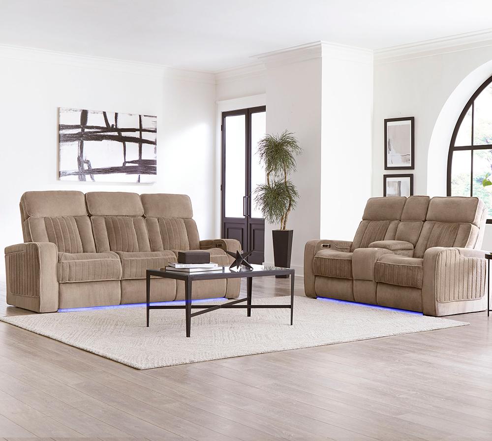 Parker House - Equinox - Mushroom Power Reclining Sofa and Loveseat - MEQU-42PH-MURM view 5