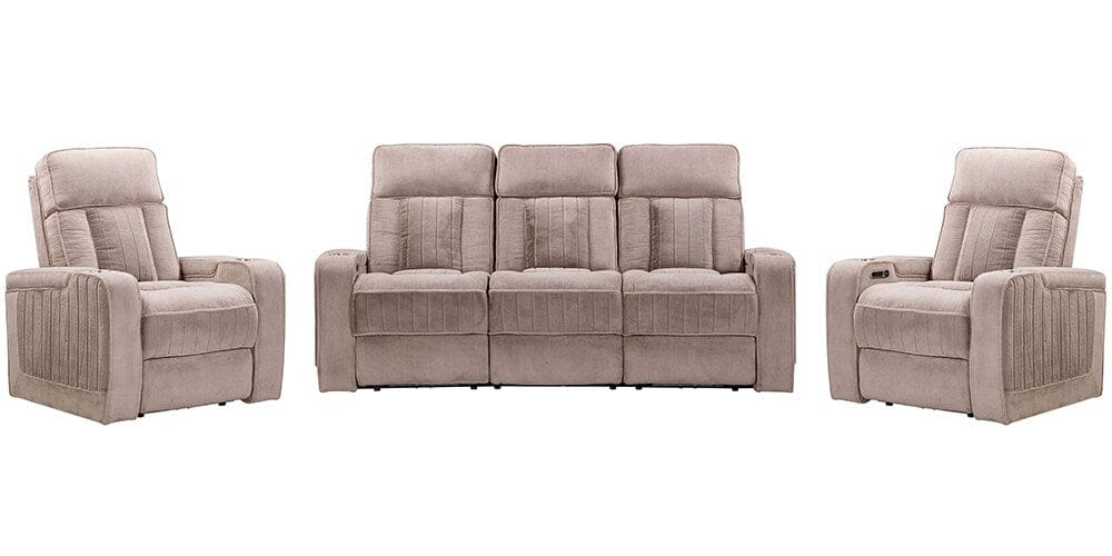 Parker House - Equinox - Mushroom Power Reclining Sofa and Two Recliners - MEQU-411PH-MURM view 1