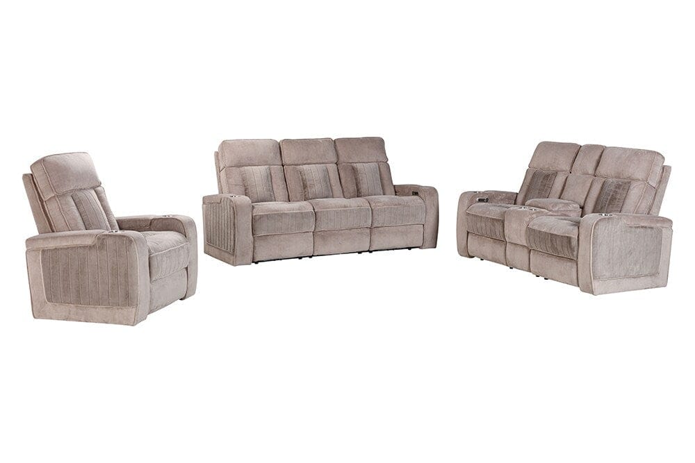 Parker House - Equinox - Mushroom Power Reclining Sofa, Loveseat and Recliner - MEQU-421PH-MURM view 1