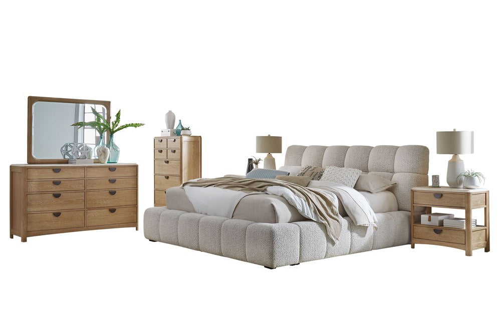 Parker House - Escape - Bedroom Queen Upholstered Bed 2 Nightstands Dresser with Mirror and Chest - BESC-KIT-Q6DMN2C-FYRR view 2