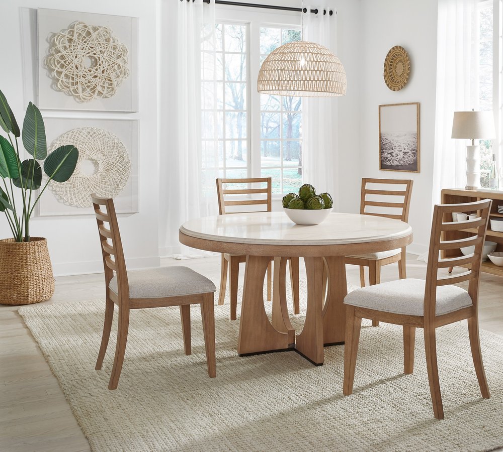 Parker House - Escape - Dining 54 Inch Round Table with 4 Ladderback Chairs - Glazed Natural Oak Mirage Mist - DESC-5PC-54RND-2018 view 11