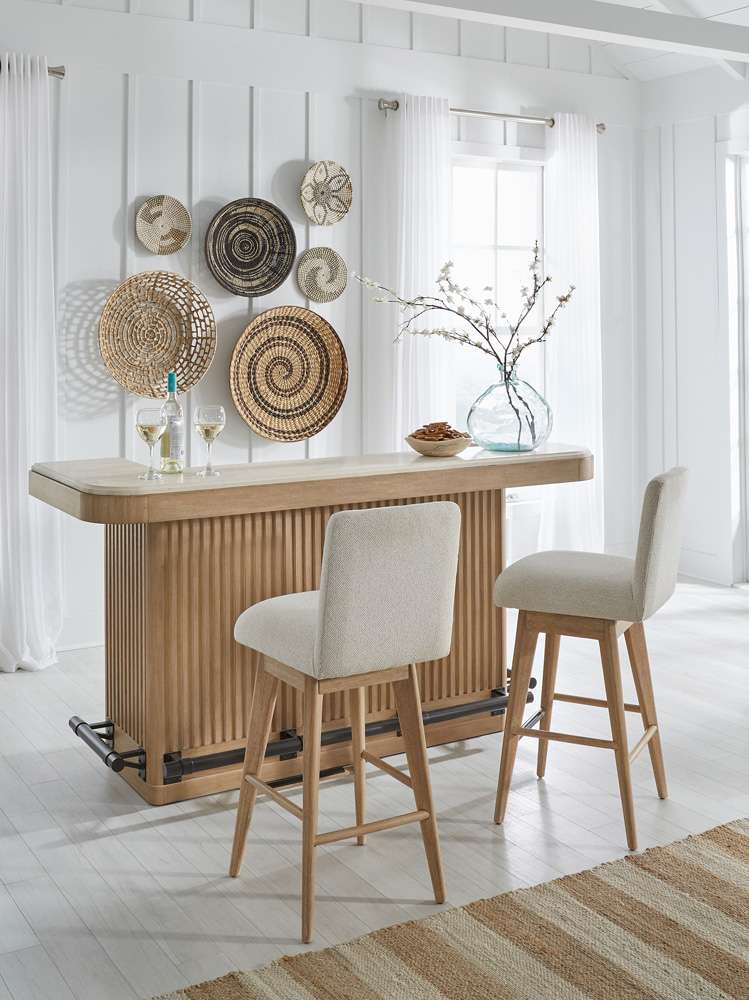 Parker House -  Escape - Dining 78in Bar with 2 upholstered swivel barstools - DESC-3PC-78BAR-2530S view 6