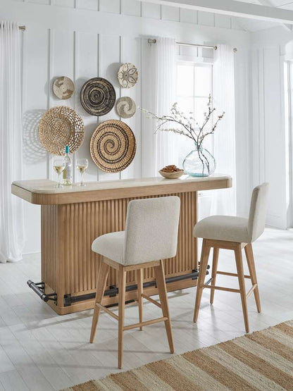 Parker House -  Escape - Dining 78in Bar with 2 upholstered swivel barstools - DESC-3PC-78BAR-2530S view 6